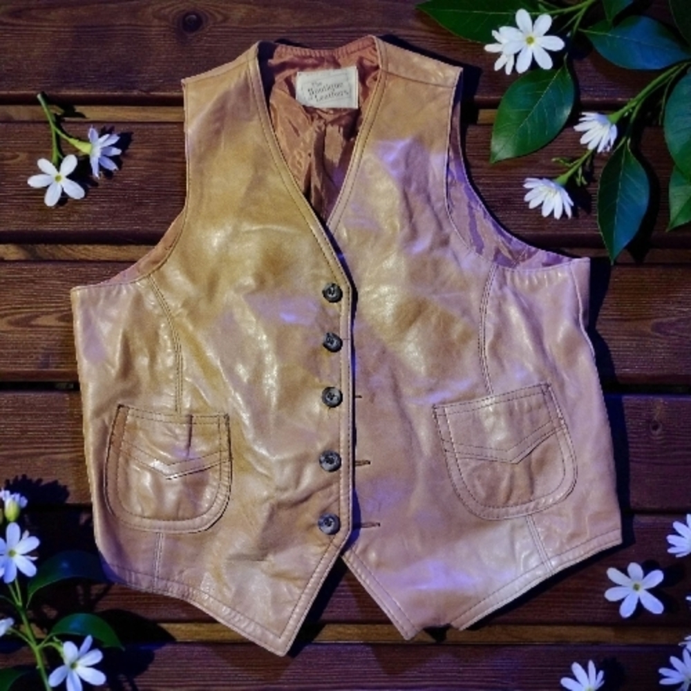 Women's Tan Leather Vest